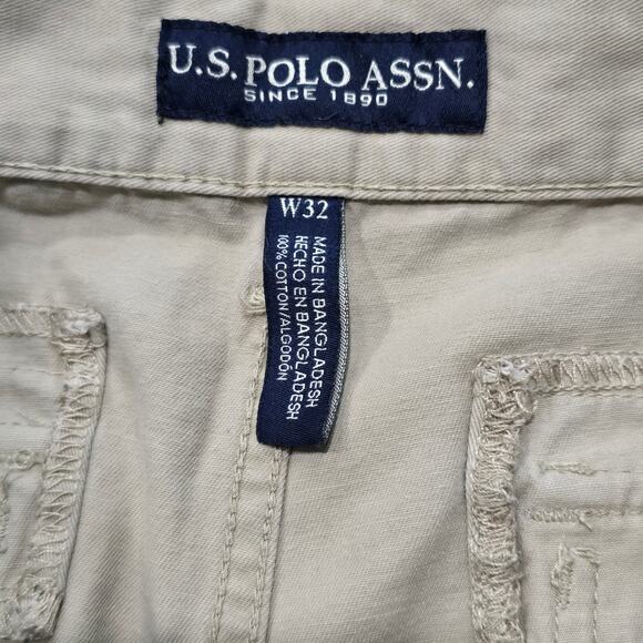 US Polo Assn. Tan Cargo Shorts Men Size 32 100% Cotton Dress Short Slacks - Picture 3 of 6